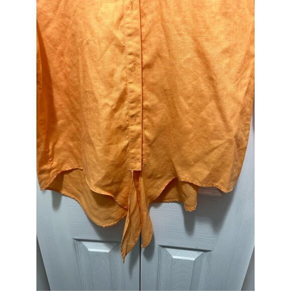 Chico's Womens Blouse Linen Button Down Quarter Sleeve Tie Knot Orange Size 0 sm - Picture 4 of 11